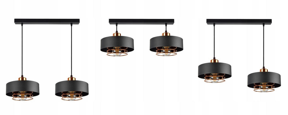 PENDELLEUCHTE EDISON - Goldfarben/Schwarz, Metall (20/60/70cm) - kiki design