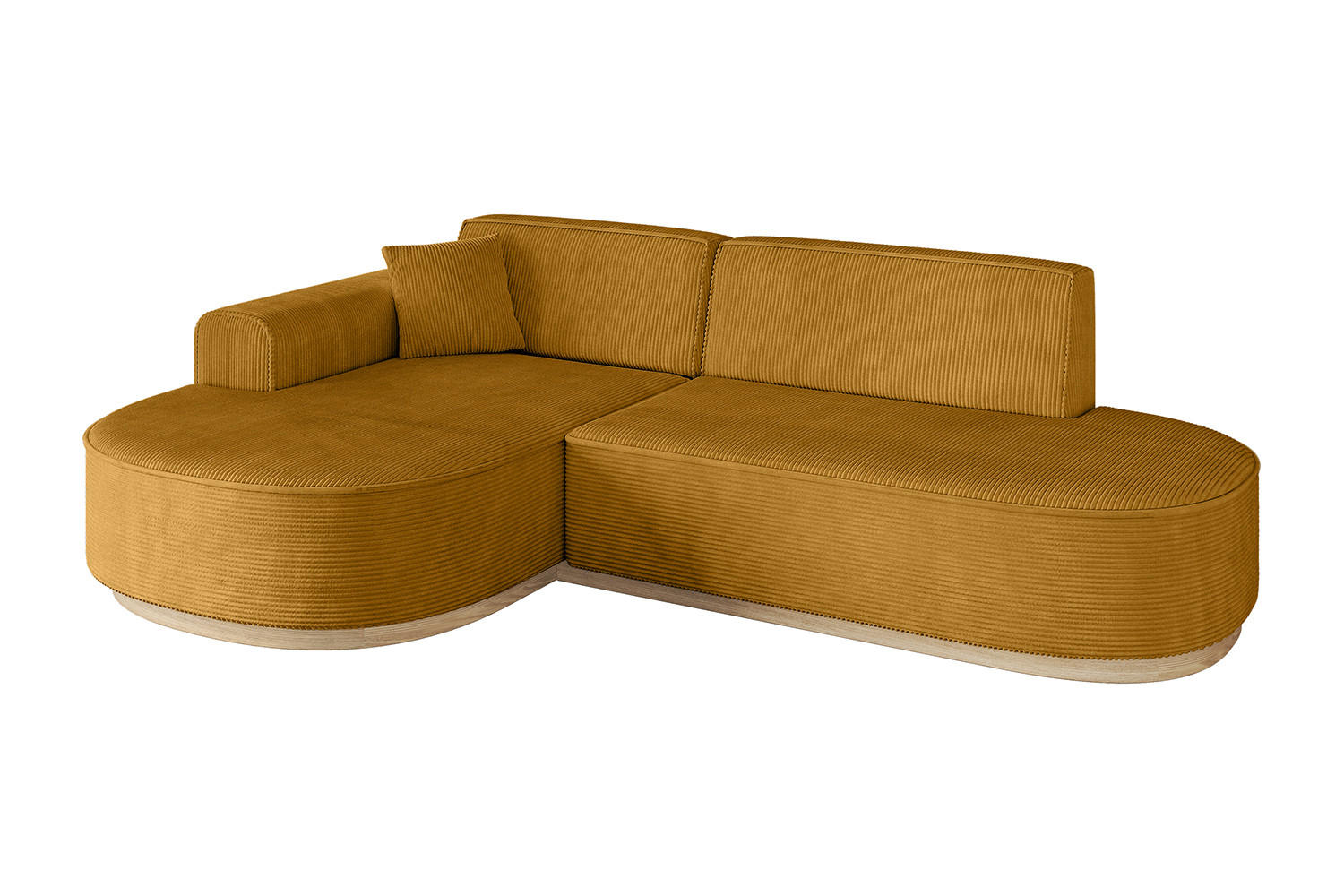 ECKSOFA Ottomane Links MARI-L1-v1 - 243x171x83 cm Senfgelb Cord - Gelb, Holzwerkstoff/Textil (243/171cm) - ALTDECOR