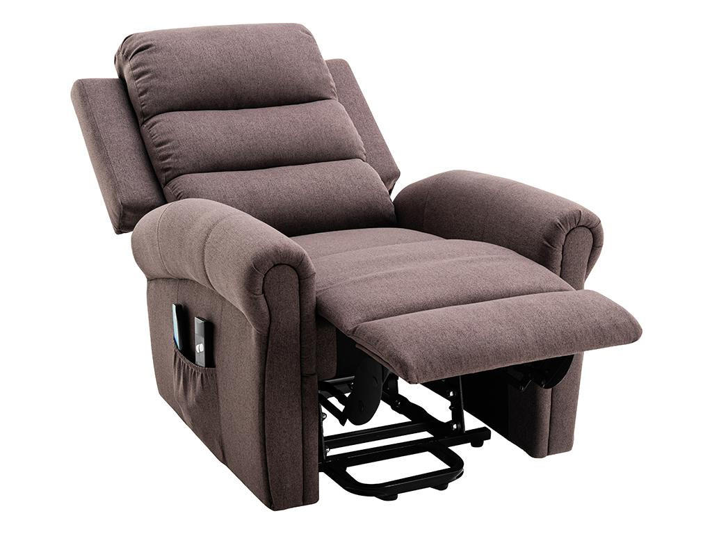 MASSAGESESSEL mit elektrischer Aufstehhilfe - Stoff - Braun - LOVARI - Braun, Textil (91/107/84cm) - Vente-Unique