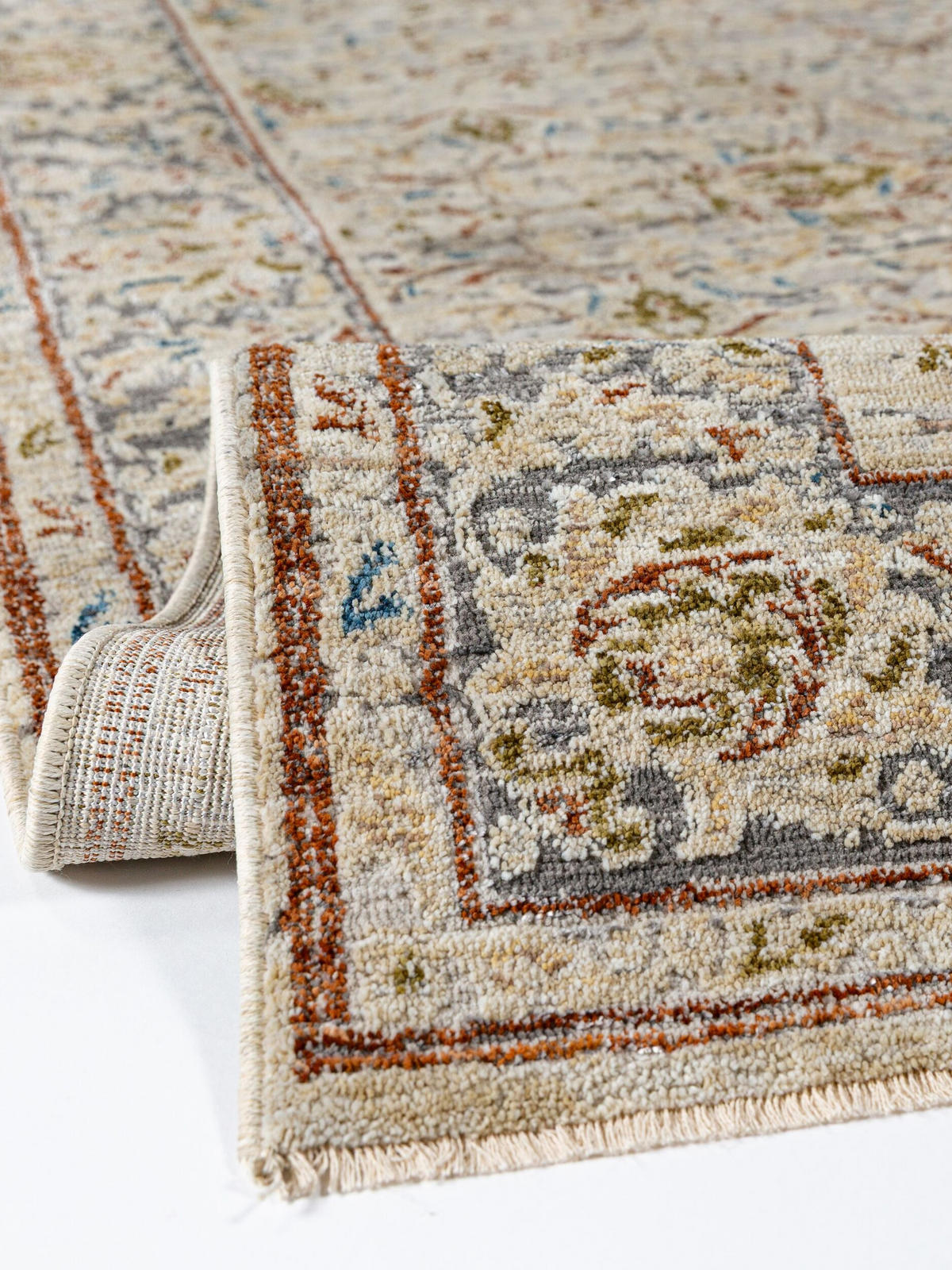 TEPPICH Kurzflor, mit Fransen, SEATON, in Natur, Bordürenmuster, 120 x 160 cm - Beige, Textil (120/160cm) - KADIMA DESIGN