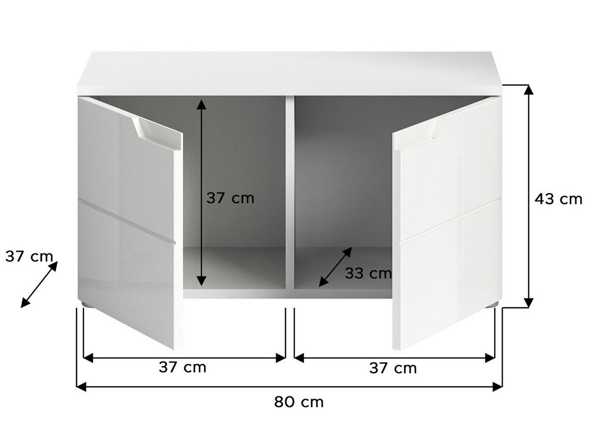 SITZBANK Lumia (B/H/T: ca. 80/43/37 cm) in Weiß/weiß hochglanz - Weiß, Holzwerkstoff (80/43/37cm)
