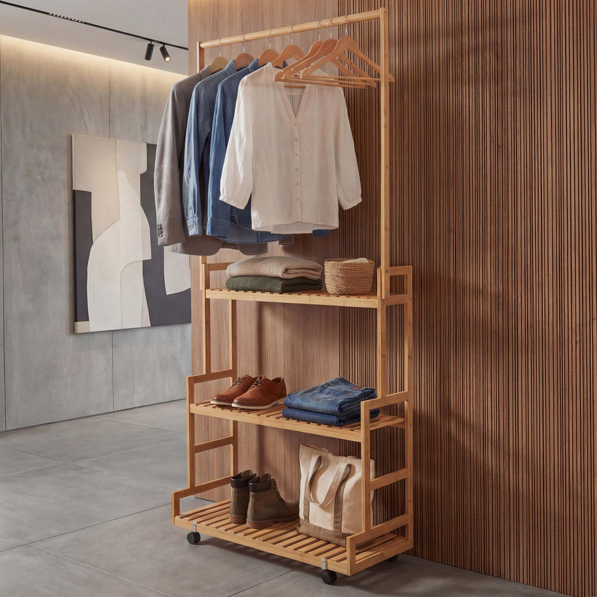 STANDGARDEROBE Hellbraun - Hellbraun, Holz (93/175/38cm) - MCW