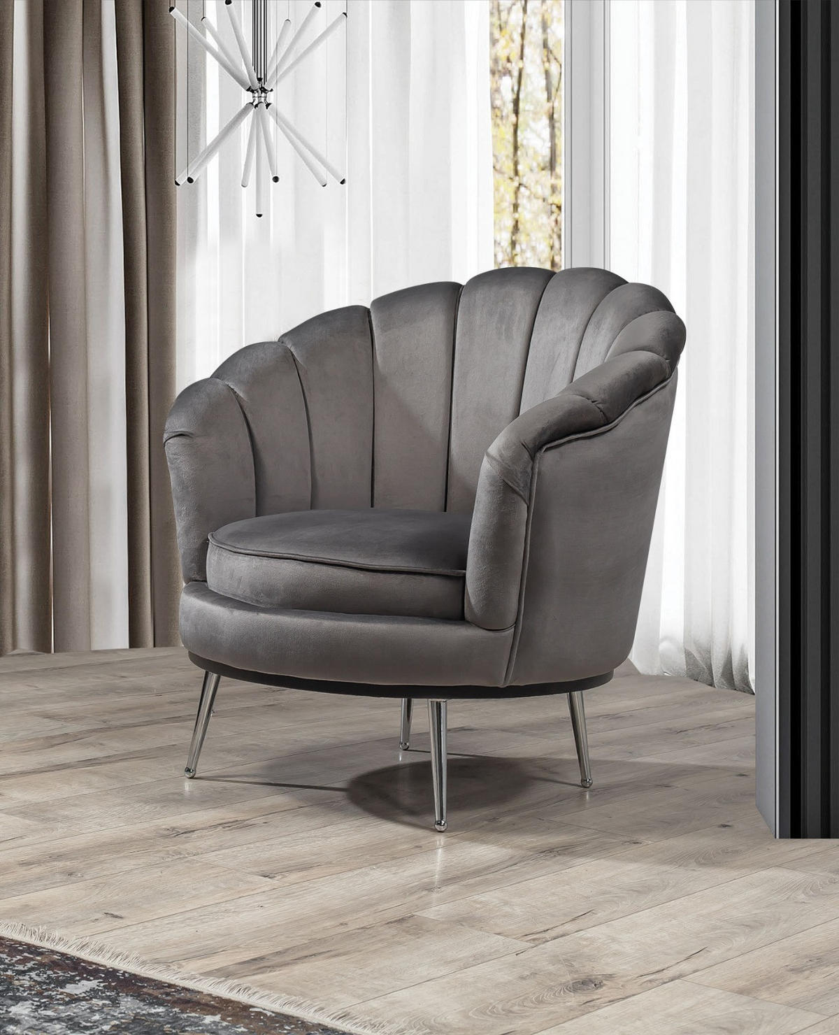 SITZGARNITUR Wave, Grau Stellvariante 3+3+1 - Grau, Textil (225/78/95cm) - Villa Möbel