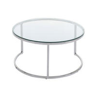 COUCHTISCH - 60 cm, 80 cm x 60 cm, 80 cm - Metall, Glas - Transparent, Silberfarben - MAEVANE - Transparent/Silberfarben, Glas/Metall (60/60/42cm) - Vente-Unique