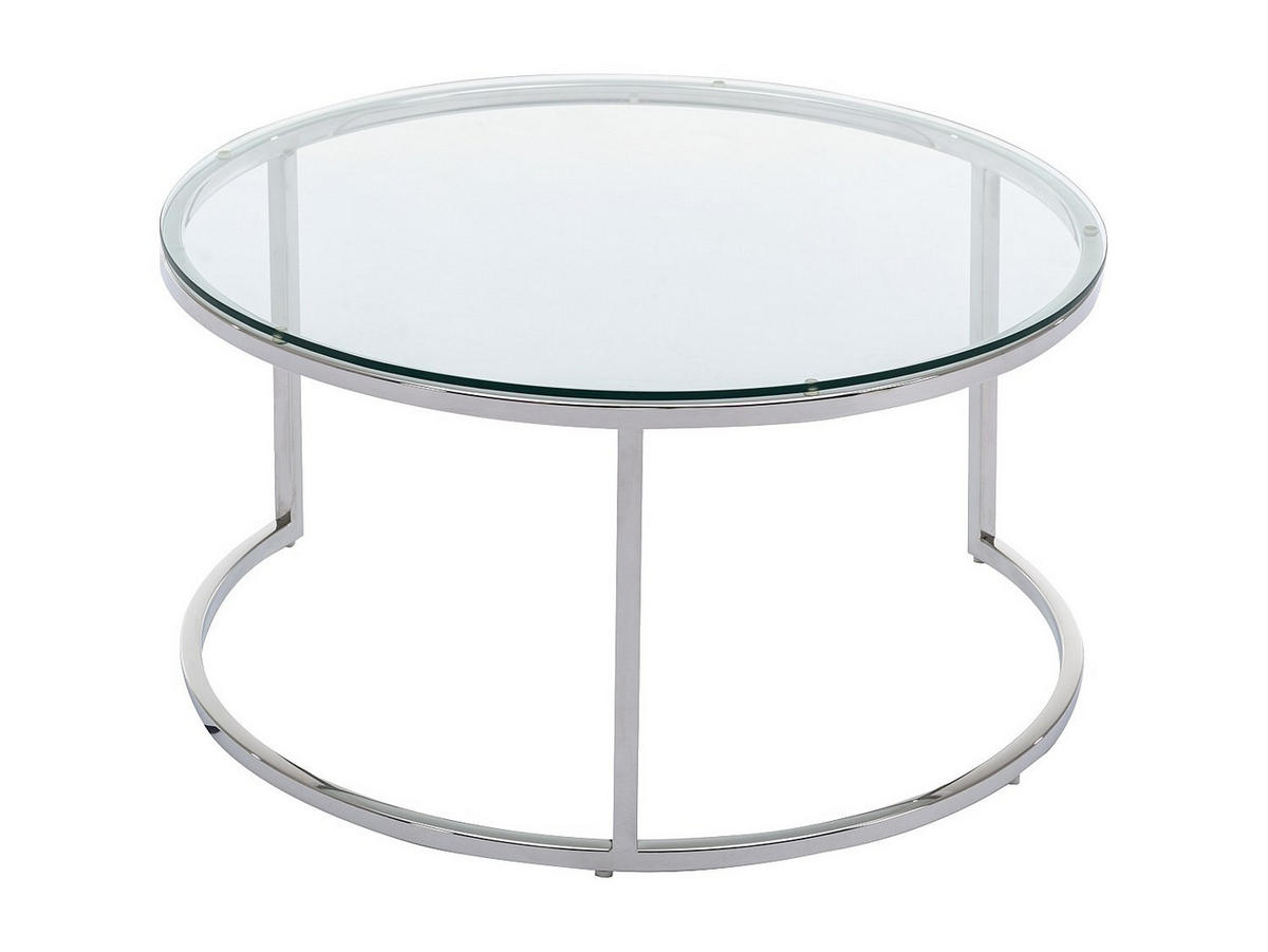 COUCHTISCH 2er-Set aus gehärtetem Glas & Edelstahl - Silberfarben - MAEVANE II - Transparent/Silberfarben, Metall (80/80/42cm) - Pascal Morabito