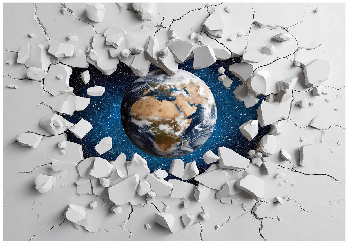 FOTOTAPETE 3D Erde Grau 300x210 cm - Multicolor, Papier (300/210cm) - Wallarena