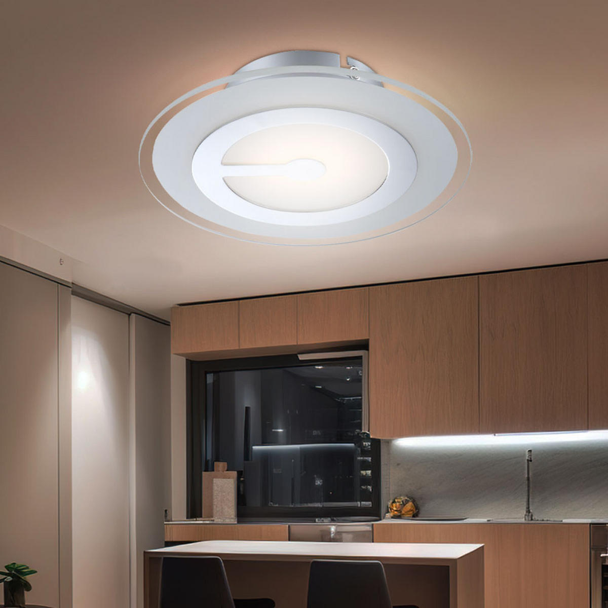 LED DECKENLEUCHTE Glas Chrom Weiß - Weiß, Glas (23/23/5.7cm) - Globo Lighting