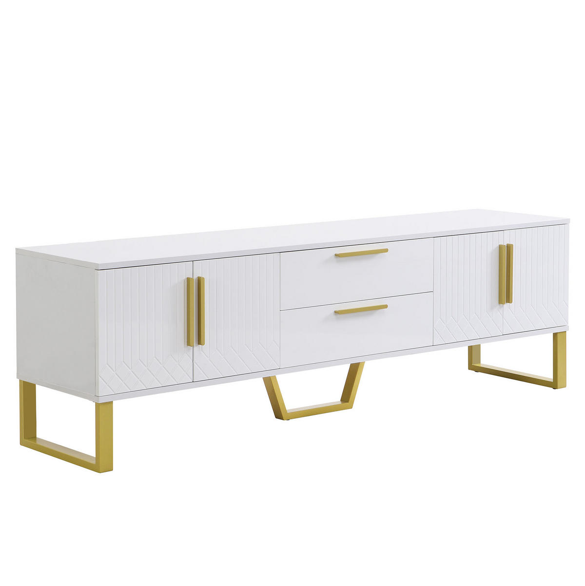 TV-SCHRANK Hochglanz 170 x 40 x 53,5 cm Weiß MDF mit 4 Türen - Weiß, Holzwerkstoff (40/53.5/170cm) - Beauniv