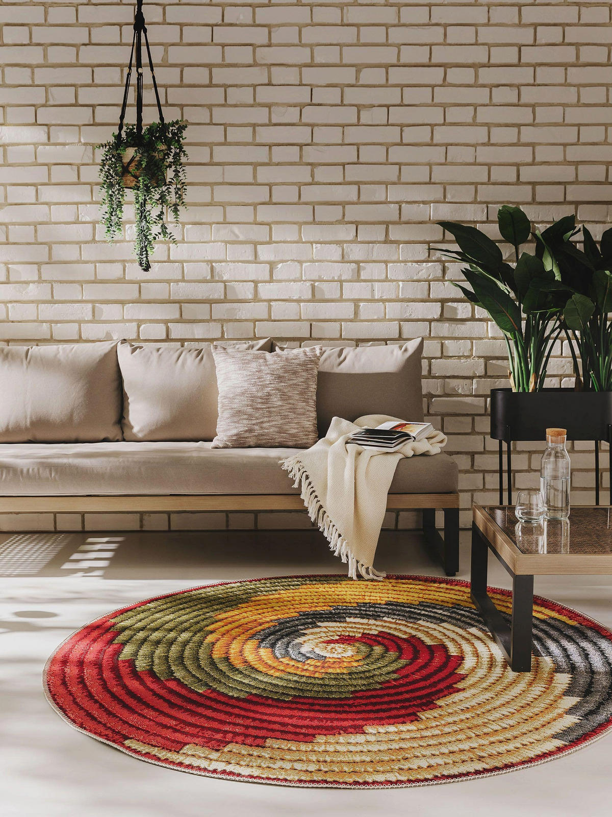 OUTDOORTEPPICH rund Kenya Multicolor ø 160 cm rund - Multicolor, Textil (160/160cm) - benuta Nest