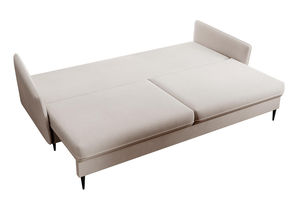 SCHLAFSOFA Volio Beige schwarzen Beinen - Beige/Schwarz, Textil/Metall (221/90/100cm) - Selsey