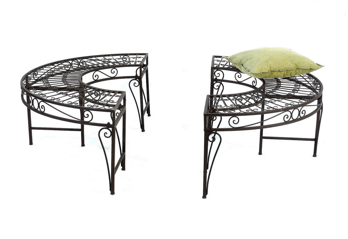 RUNDBANK Garten Metall Braun Ø 135 cm 96188 - Braun, Metall (135/46/135cm) - DanDiBo