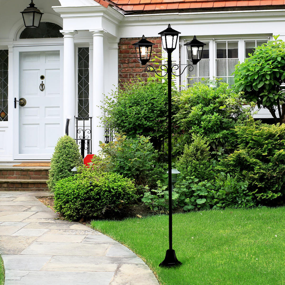 LED AUSSENLEUCHTE Solar Kandelaber Schwarz Metall - Schwarz, Glas (56/17.5/194cm)