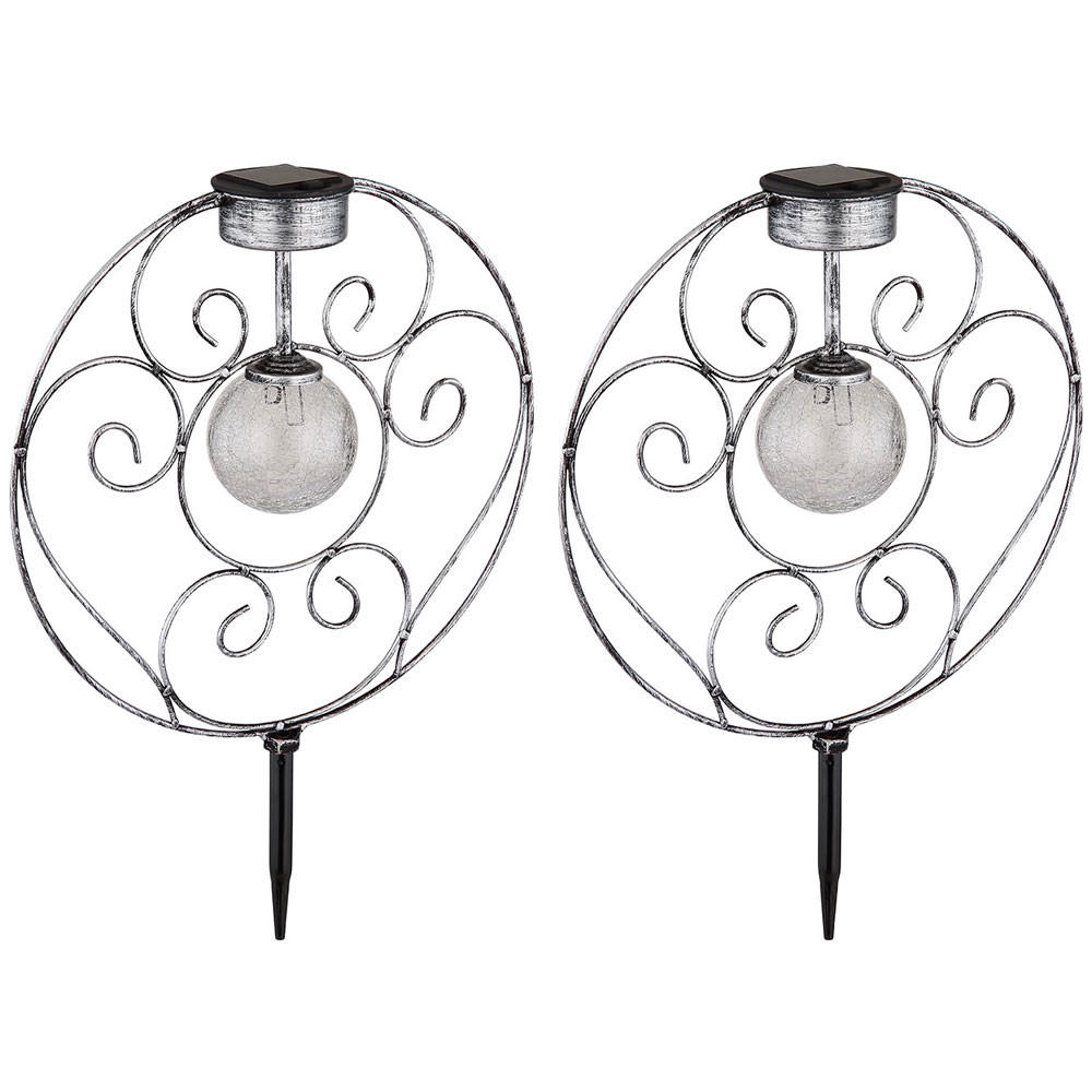 LED AUSSENLEUCHTE Metall Silber Kugel - Silberfarben, Glas (30/8.5/41cm) - Globo Lighting