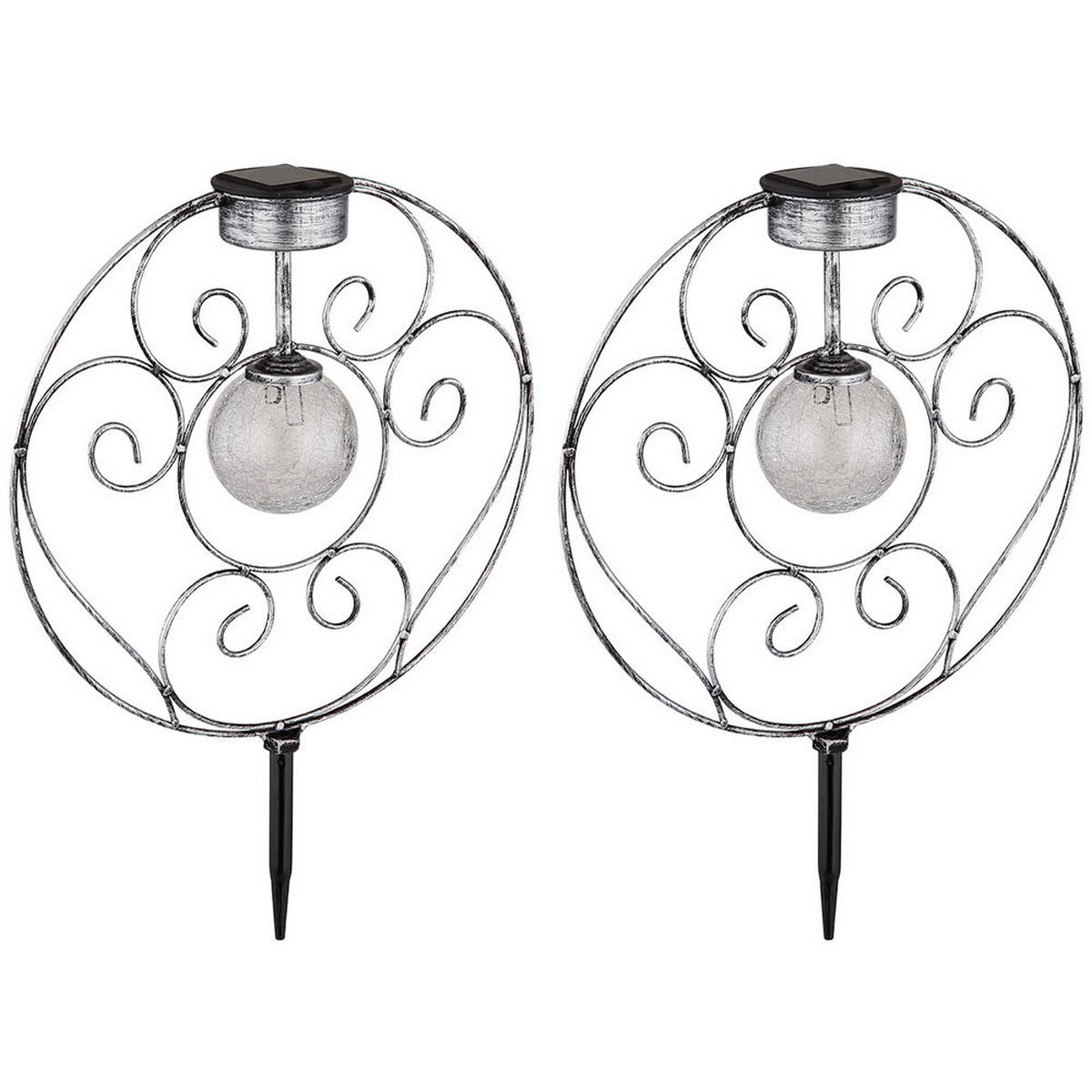 LED AUSSENLEUCHTE Metall Silber Kugel - Silberfarben, Glas (30/8.5/41cm) - Globo Lighting