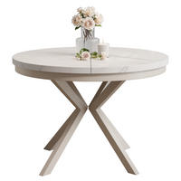 AUSZIEHTISCH MILTON 120-196/76 cm mit Metallgestell, Kaschmir / Bianco Marmor - Kaschmir/Perlmutt, Holzwerkstoff/Metall (120/120/76cm) - Idohome