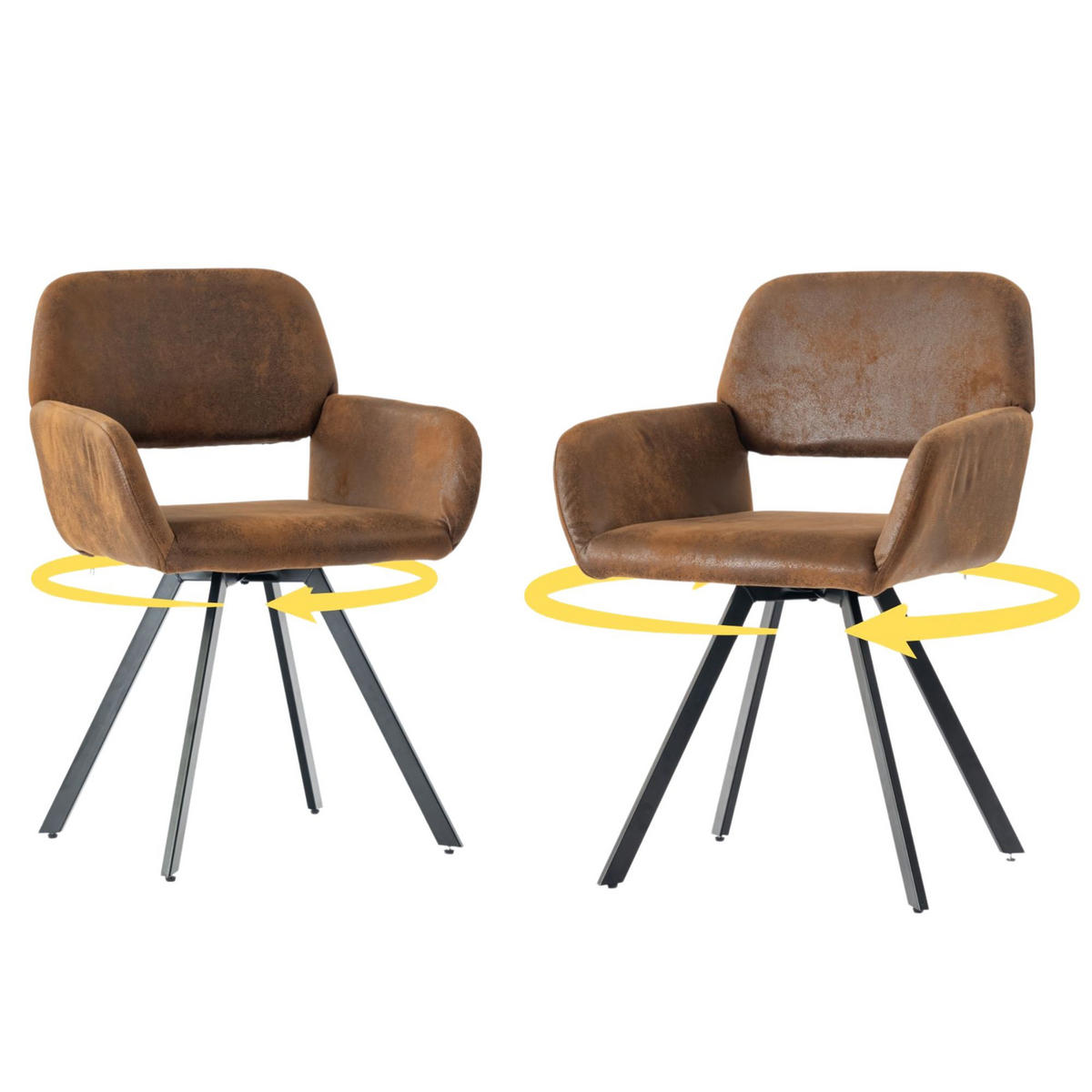 ARMLEHNSTUHL-SET 2 Stück braun - Braun, Holzwerkstoff/Textil (57/81.5/53cm) - Urban Meuble