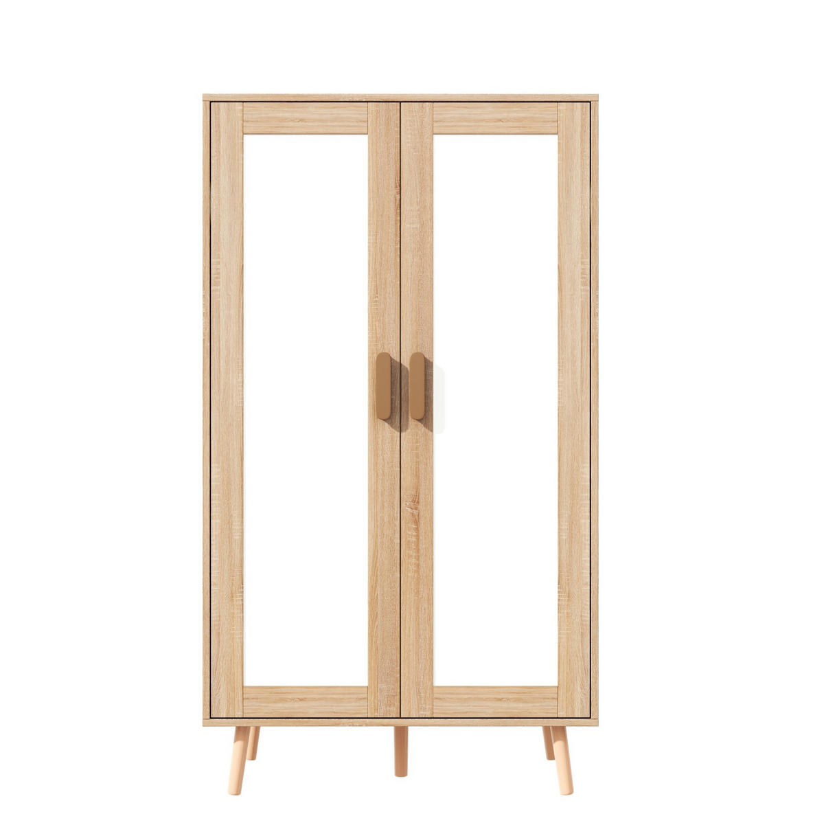 KLEIDERSCHRANK aus MDF 80x46x141,5 cm Weiß/Natur mit Kleiderstange, Ablagefach und Kippschutz - Naturfarben, Holzwerkstoff (80/141.5/46cm) - Modfu