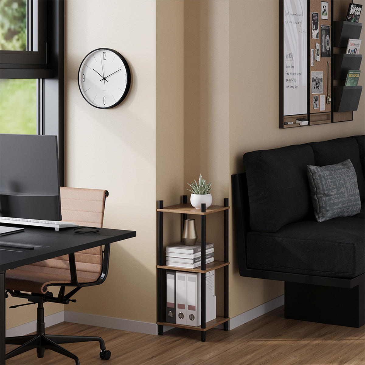 ROHOVÁ POLICE Bivio Zlatý dub power/antracit - medově dubová, kompozitní dřevo (30/72/30cm) - Vicco