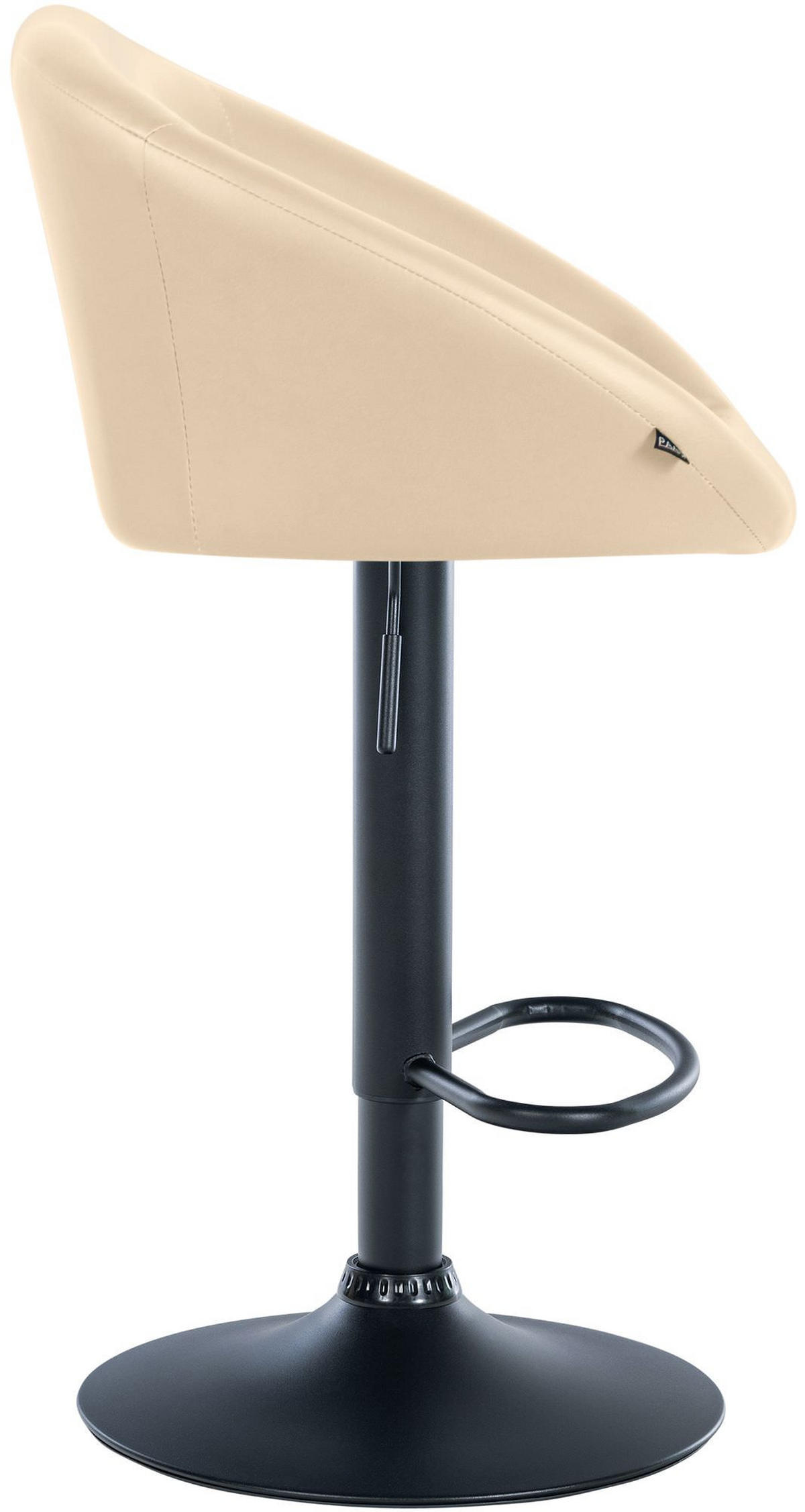 BARHOCKER OSLO Creme Kunstleder Schwarz - Creme, Leder/Metall (55/86/51cm) - DELUKE