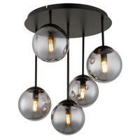 DECKENLEUCHTE HARMON Metall, Schwarz, 5-flammig - Anthrazit, Glas (38/38/51cm) - Globo Lighting