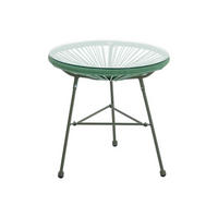 GARTENTISCH - Polyrattan - Kaki - ALIOS III von MYLIA - Grün, Glas (50/50/50cm) - Vente-Unique