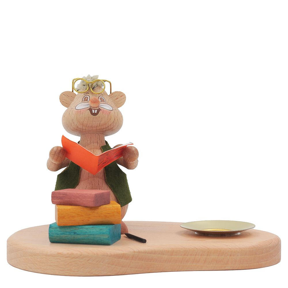 HOLZFIGUR Hamster Vorleser mit Kerzenhalter 11 cm - Multicolor, Metall (14/1/0.1cm)