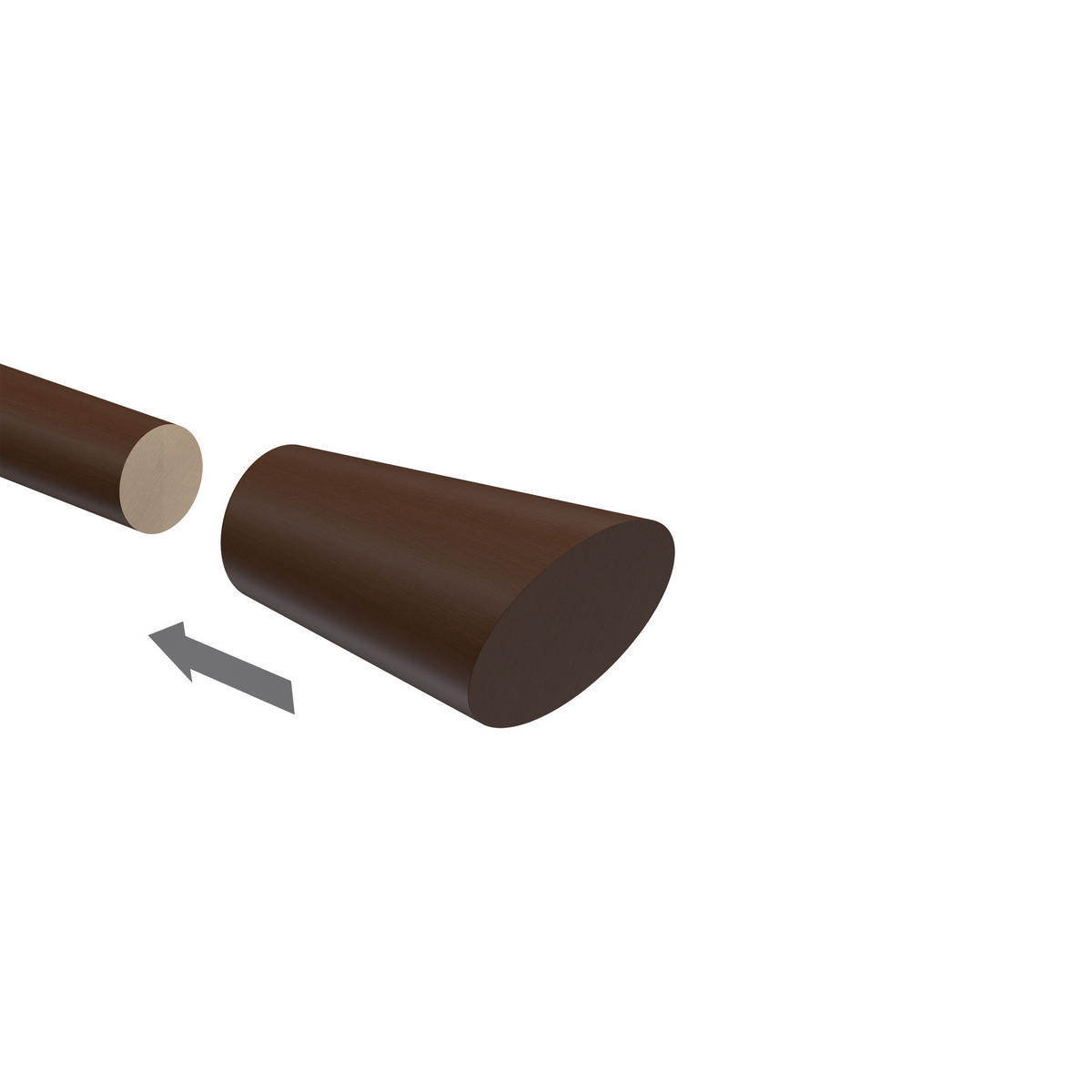 ENDSTÜCKE FÜR GARDINENSTANGEN 20 mm Ø, Bero Nussbaum, Packung 2 Stück - Nussbaumfarben, Holz (6.8/4/4cm) - INTERDECO