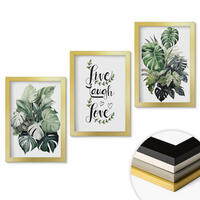 WANDBILDER 3er Set - 20x30 cm Goldrahmen - Blattpflanzen leben, lachen, lieben - Goldfarben, Kunststoff (20/30cm) - ArtPrintCave