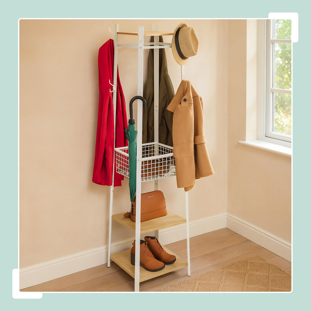 GARDEROBENSTÄNDER - Braun, Holzwerkstoff/Metall (43/181/43cm) - Relaxdays