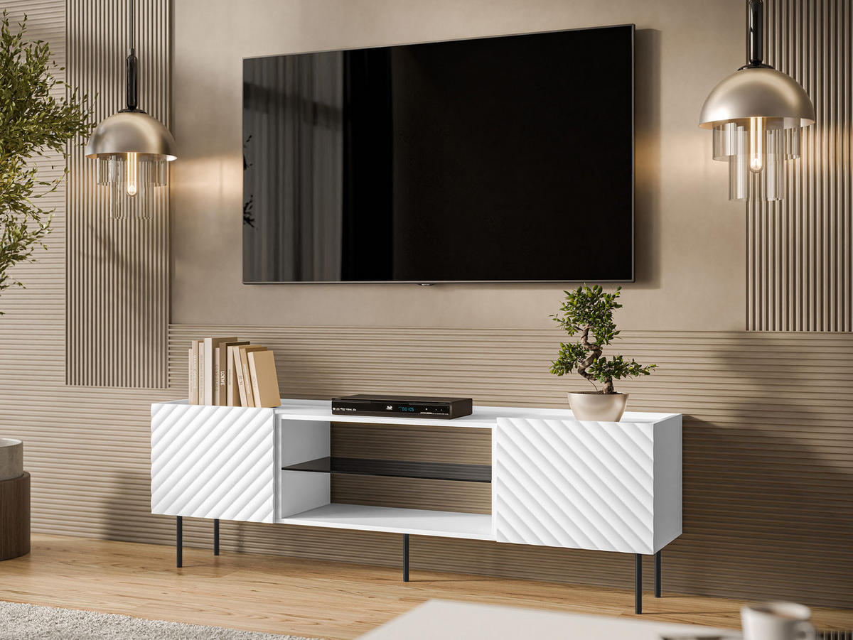 TV-LOWBOARD Lucca 180 2D EF - Schwarz/Weiß, Holz/Holzwerkstoff (181/59/40cm) - MIRJAN24