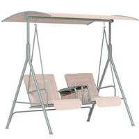 HOLLYWOODSCHAUKEL 175/112/165 cm mit verstellbarem Sonnendach und Becherhaltern, Beige - Beige, Textil (112/165/175cm) - Redom
