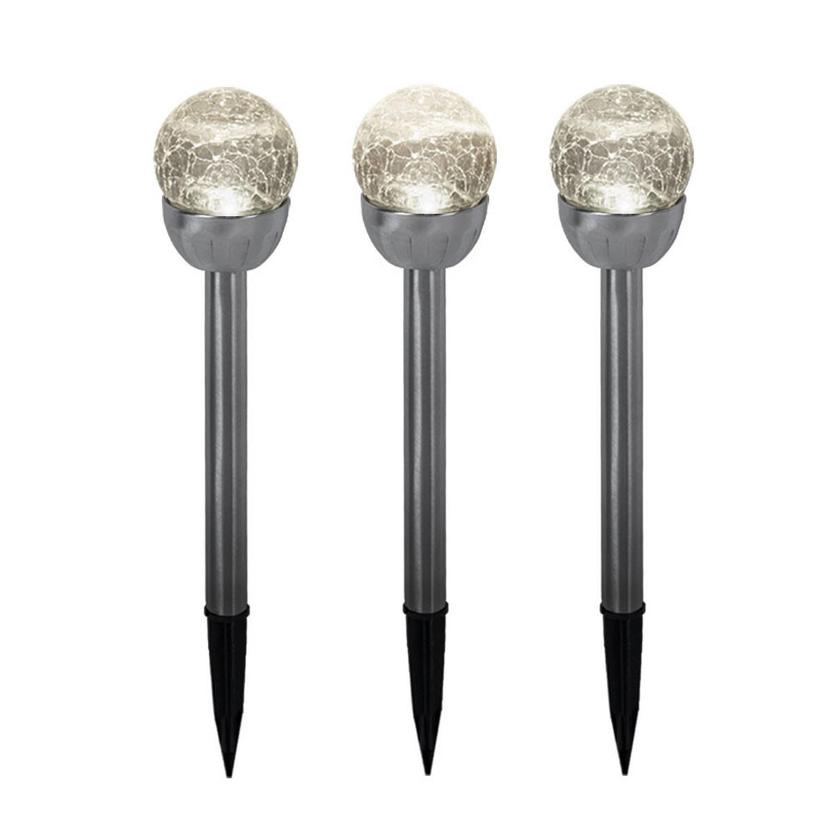 LED AUSSENLEUCHTE Edelstahl Silber 3er Set - Silberfarben, Metall (6/6/24.5cm)