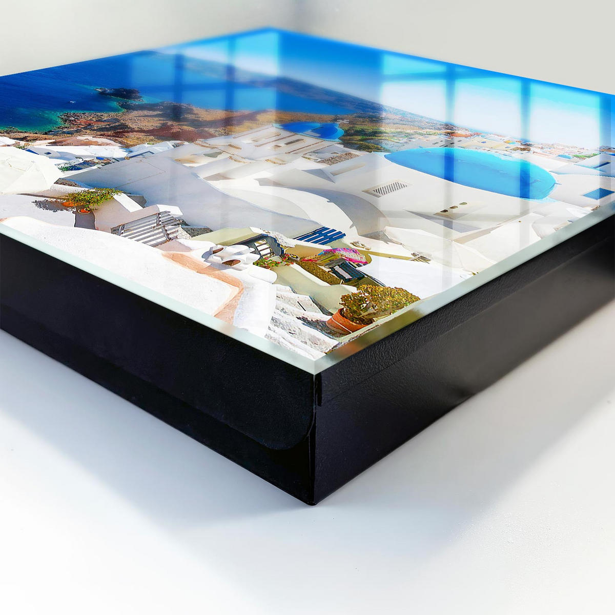 SCHLÜSSELBOX Schwarz 30x30 cm- Türöffnung nach rechts - Griechische Insel - Blau, Metall (30/30/5cm) - TULUP