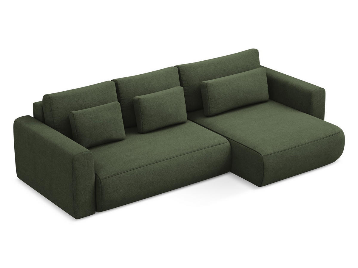 ECKSOFA mit Schlaffunktion Strukturstoff Stoff Grün - Schwarz/Olivgrün, Kunststoff/Textil (278/149cm) - Makamii