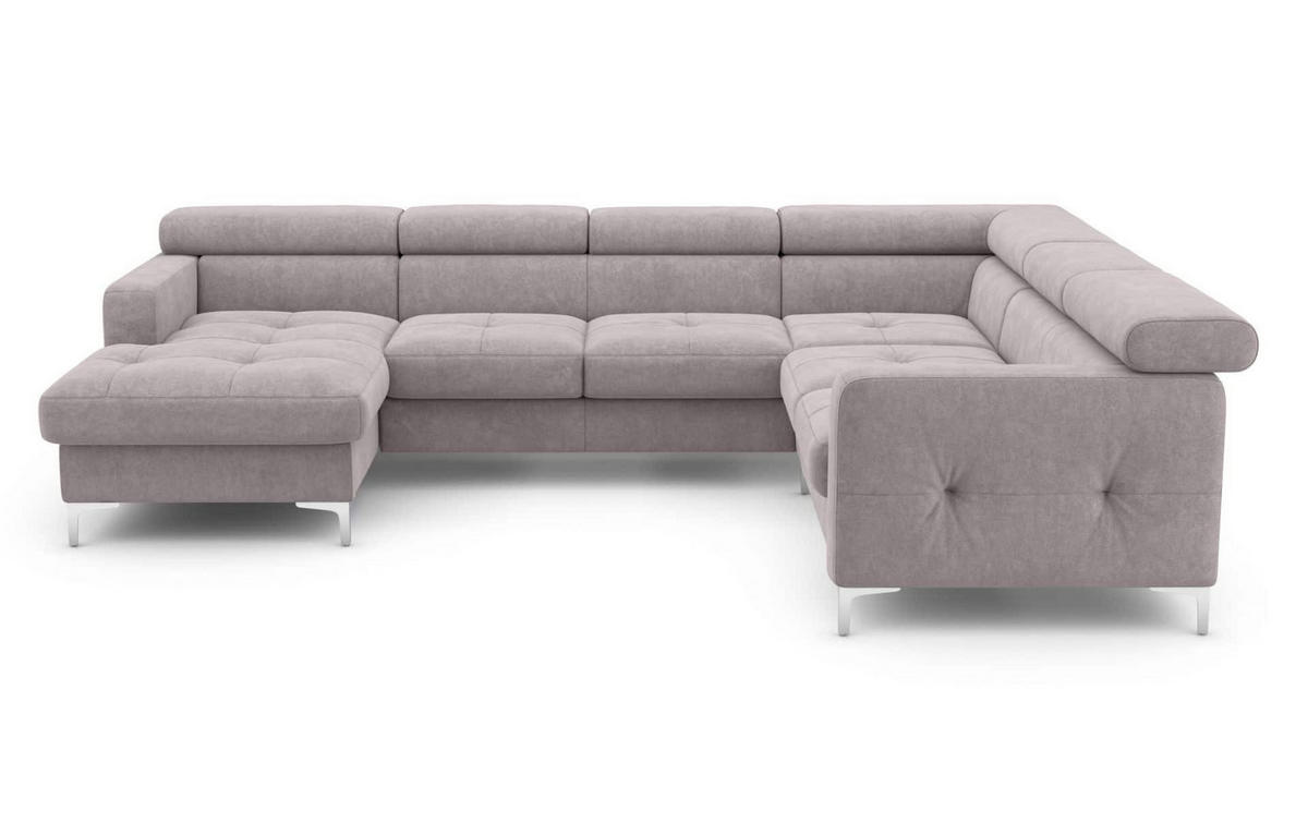 WOHNLANDSCHAFT mit Schlaffunktion und Bettkasten - Chromfarben/Silberfarben, Holz/Textil (240/74/304cm) - Cotta