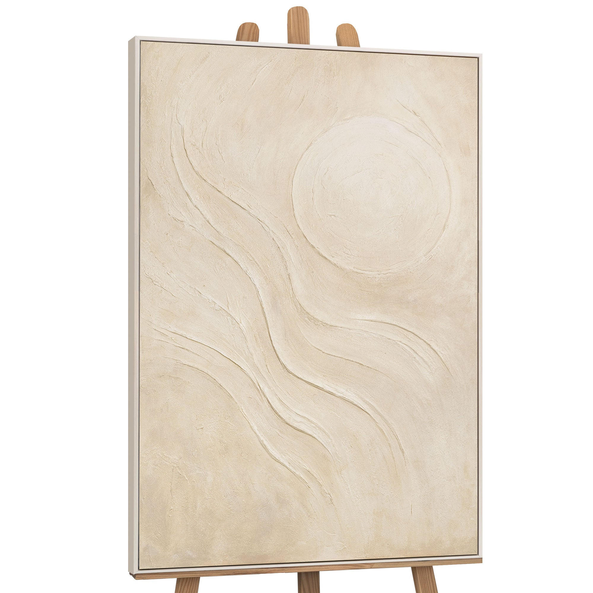 GEMÄLDE Sandige Sonne Schattenfugenrahmen Beige 140x100 cm - Beige, Holz (140/100cm) - YS-art gallery