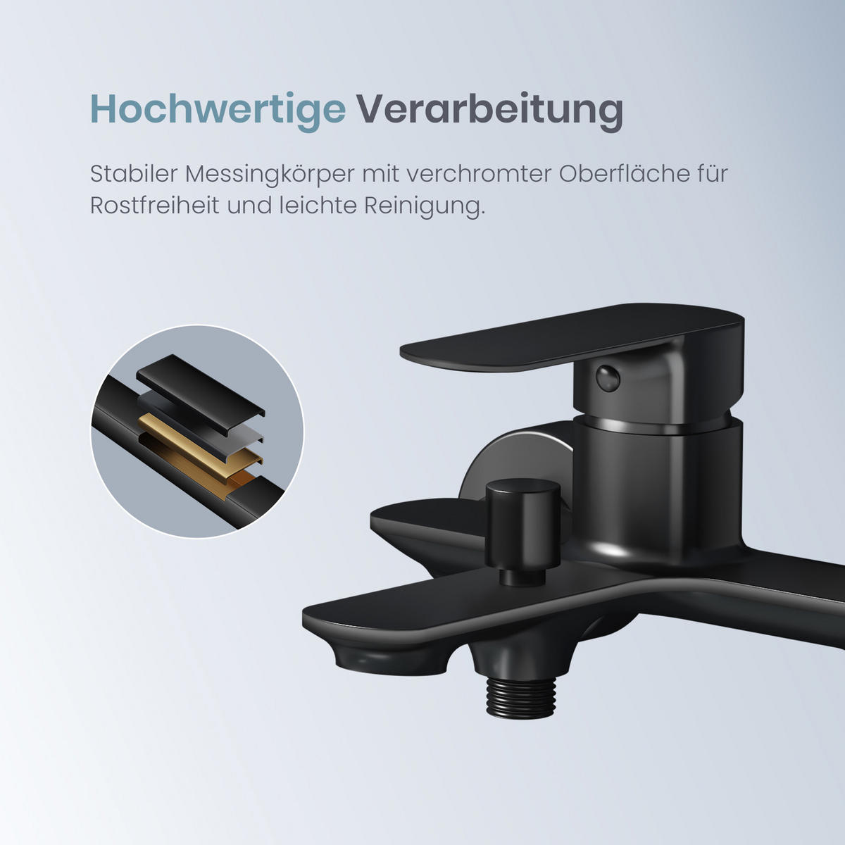 DUSCHARMATUR Schwarz Matt 21,2/18,3 cm - Schwarz, Metall (18/11/21cm) - EMKE
