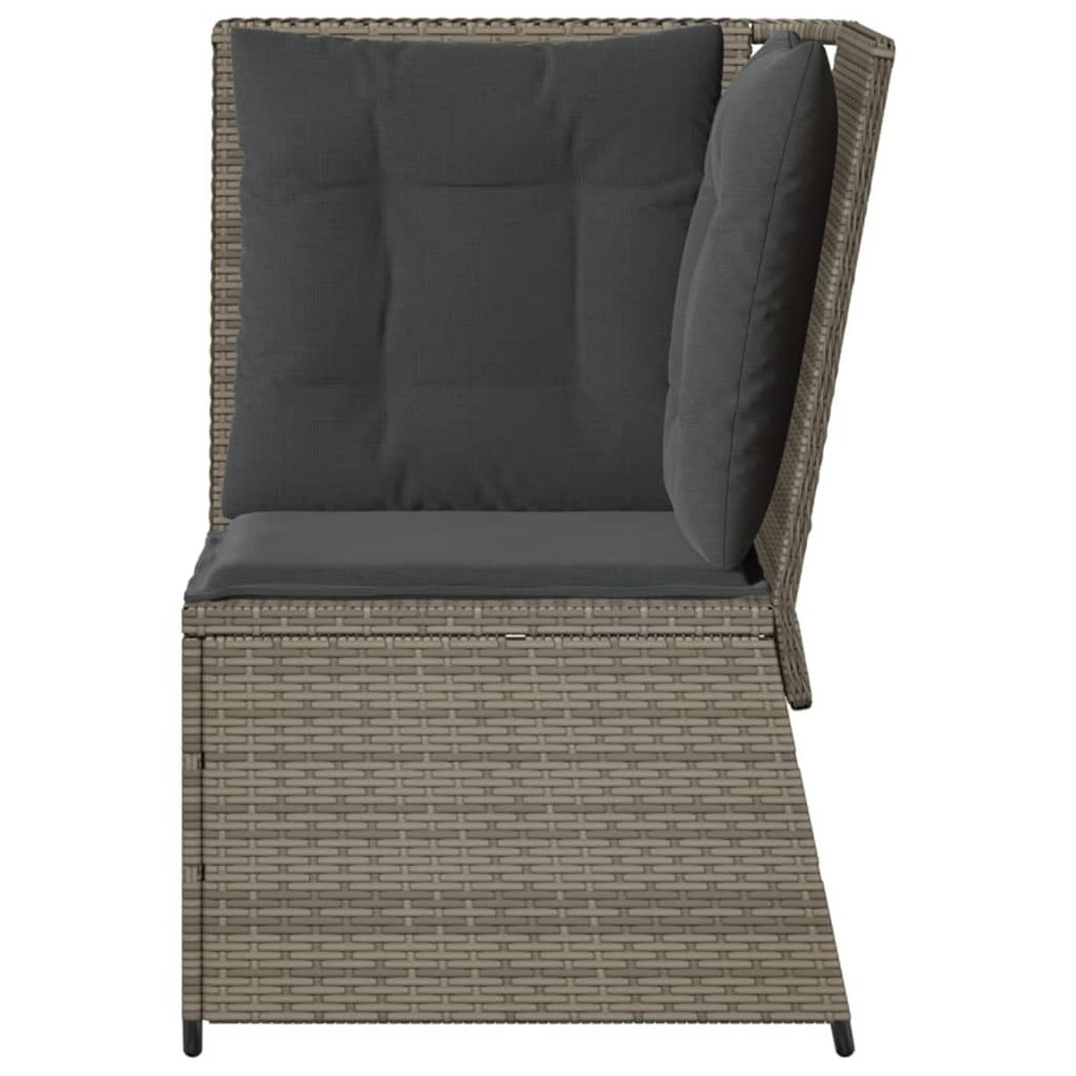 GARTEN-ECKSOFA mit Kissen Grau Poly Rattan - Grau, Kunststoff (67/95/67cm)