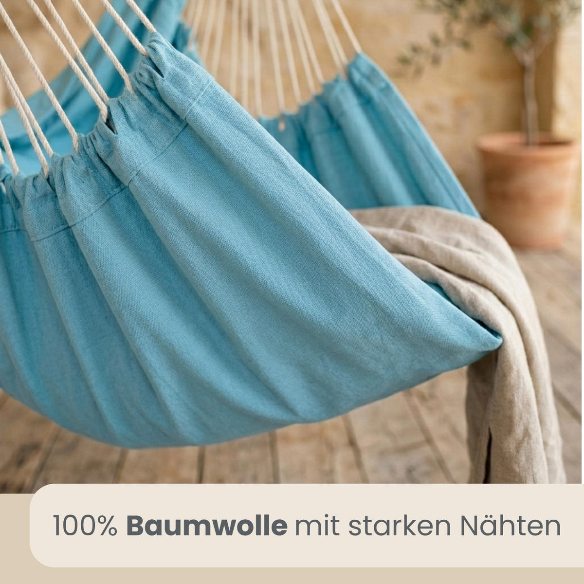 XXL-FAMILIEN-HÄNGESESSEL bis 150kg, 190/140cm, Blau - Blau, Textil (140/155/190cm) - Amanka