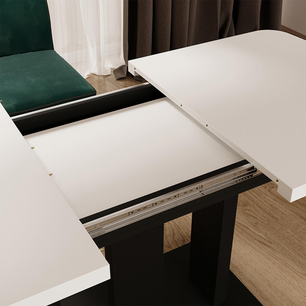 ROZKLÁDACÍ JÍDELNÍ STŮL Fenaro Černá/bílá - bílá/černá, kompozitní dřevo (80/120/77.3cm) - Vicco