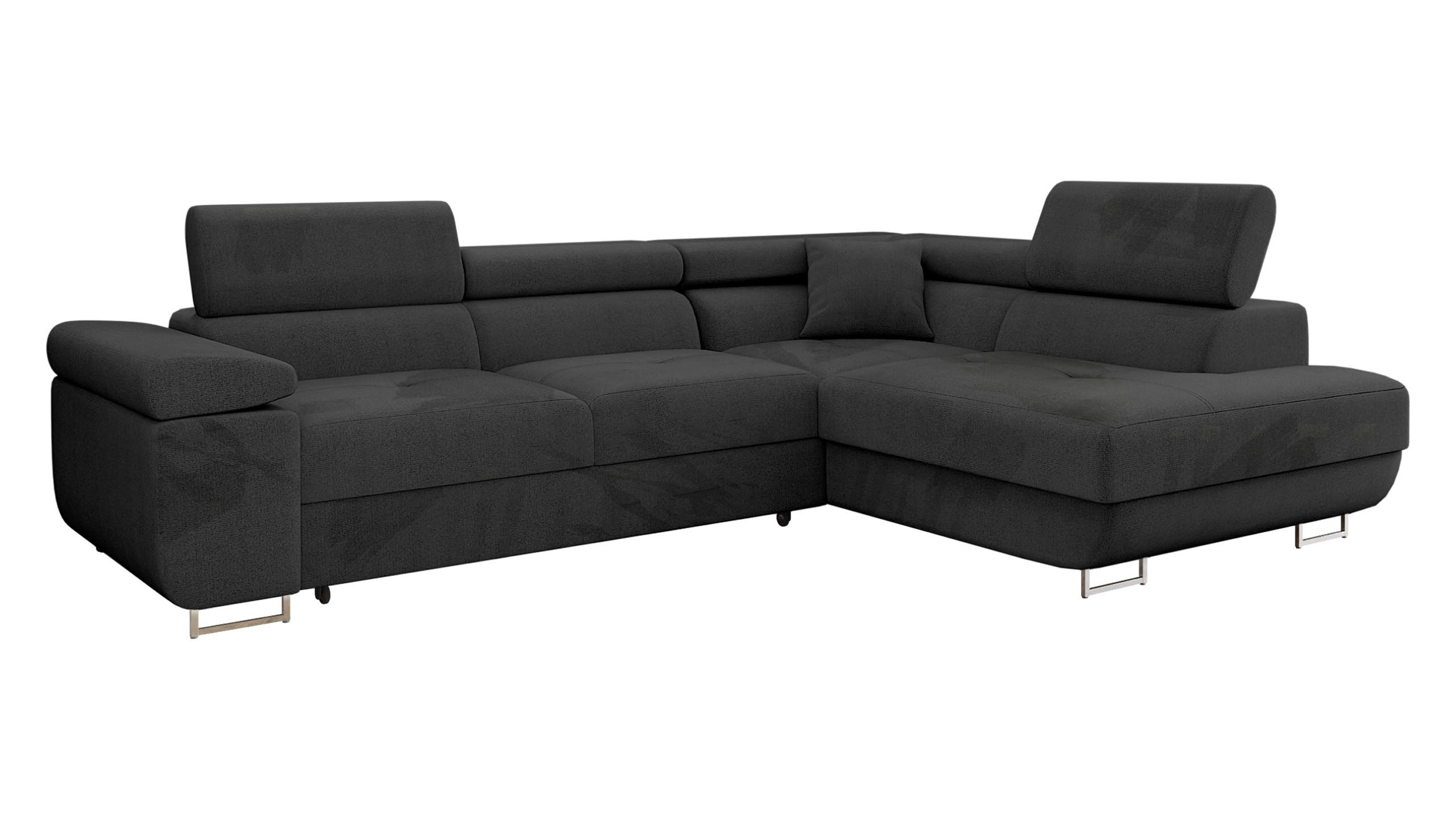 ECKSOFA Torezio, Seite: Rechts - Schwarz, Holz/Textil (274/203cm) - MIRJAN24
