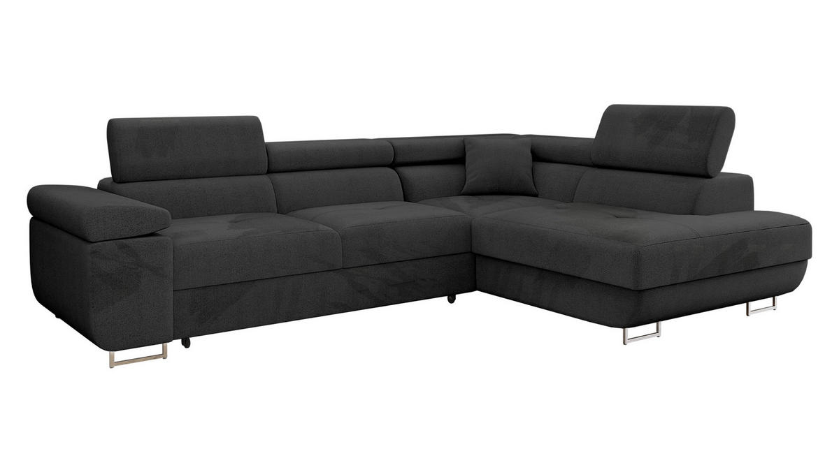 ECKSOFA Torezio, Seite: Rechts - Schwarz, Holz/Textil (274/203cm) - MIRJAN24