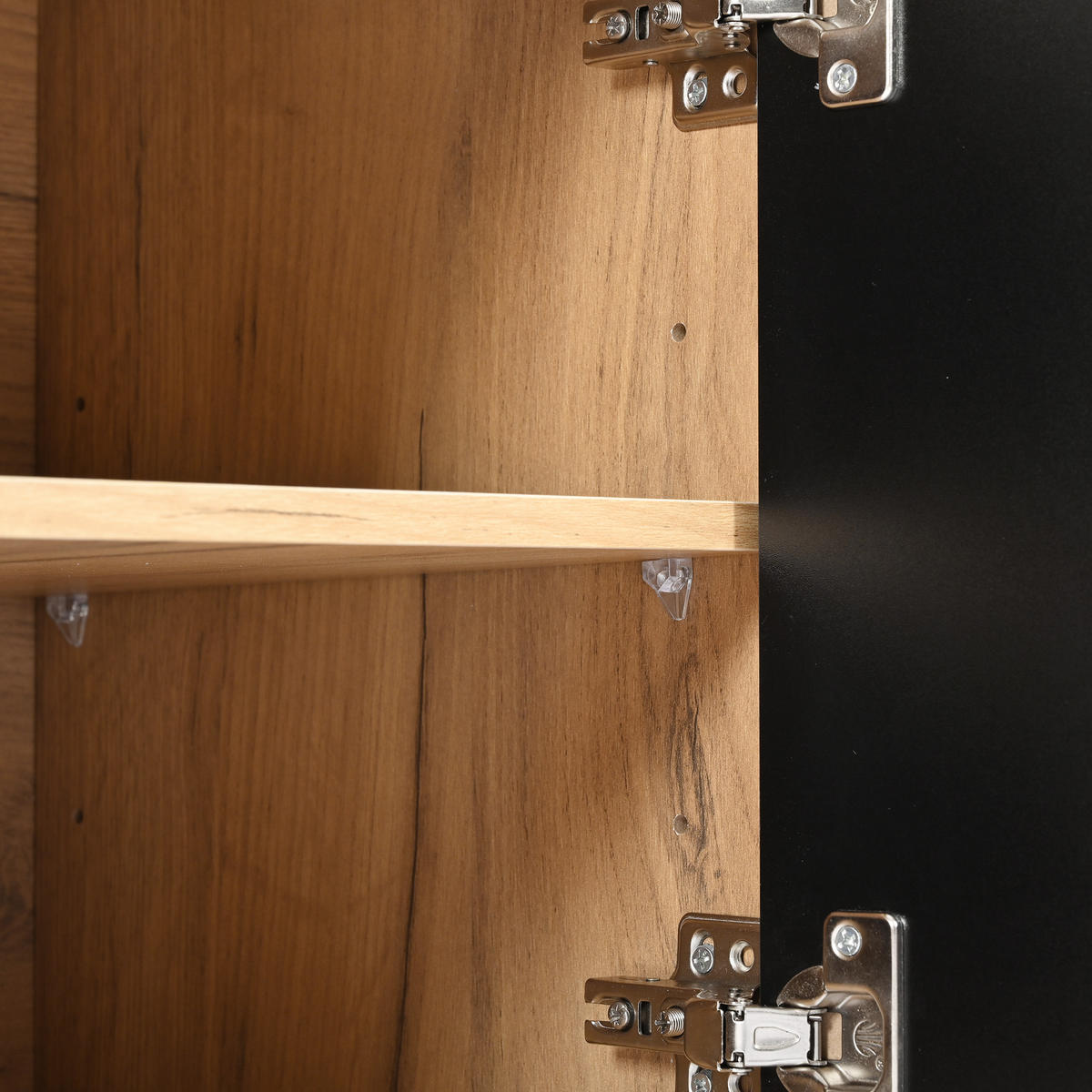 TV SCHRANK mit Drei Türen und Zwei Offenen Fächern - Schwarz/Braun, Holzwerkstoff (38/57/160cm) - Urban Meuble