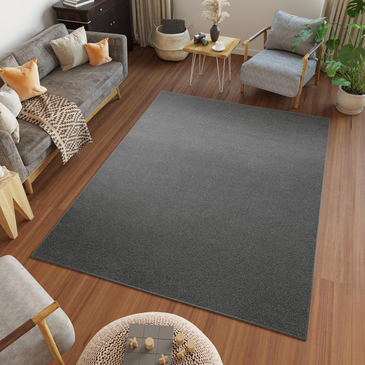 TEPPICH Mono Dunkelgrau 180/250 cm - Dunkelgrau, Kunststoff (180/250cm) - Tapiso