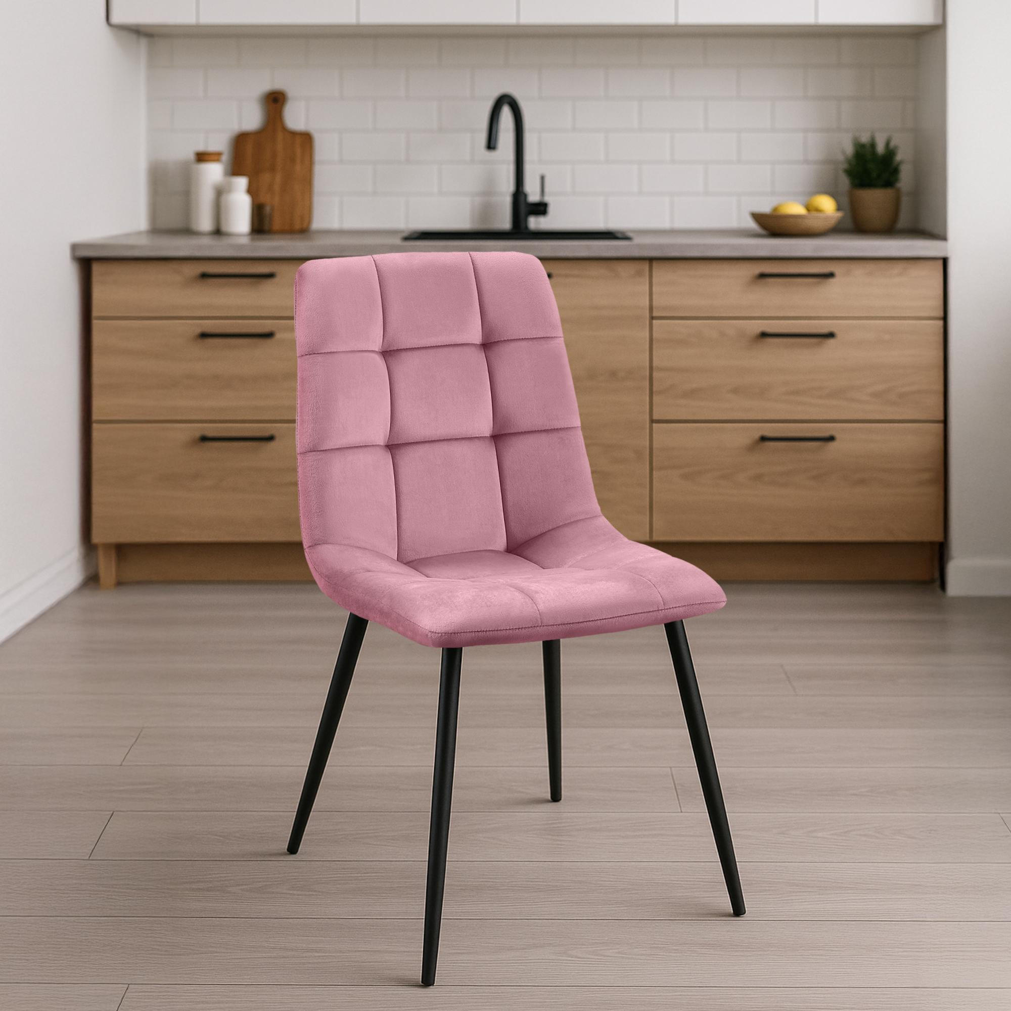 STUHL Samt Rosa - Schwarz/Rosa, Textil/Metall (45/84/55cm) - CLP