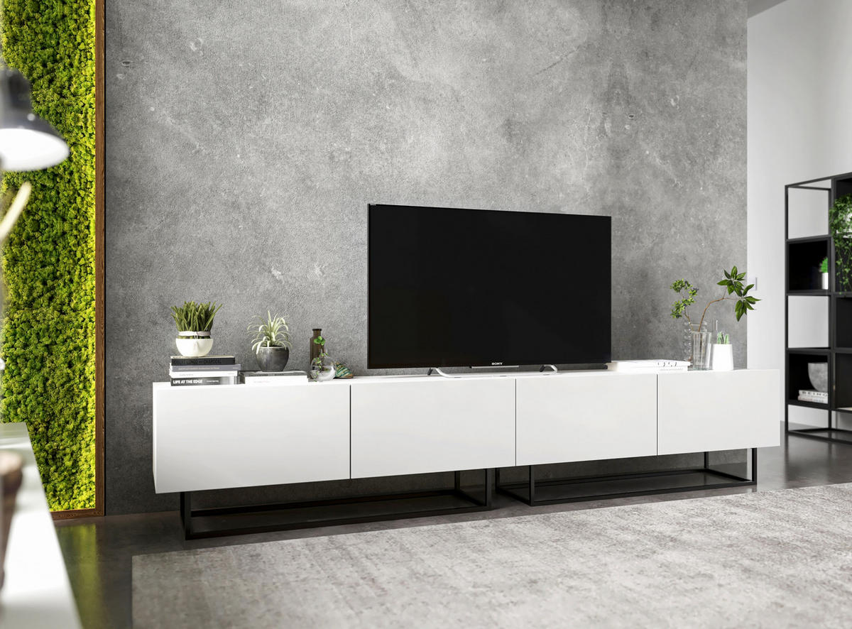 TV-LOWBOARD 2-er Set Enjoy Weiß Matt mit Metallrahmen 120 cm - Schwarz/Weiß, Holzwerkstoff/Metall (240/46/35cm) - Meble Lindner