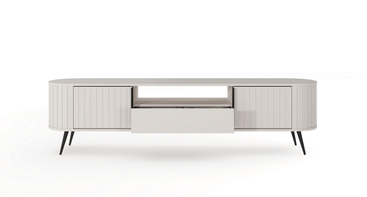 TV-SCHRANK, hellgrau, 196 x 51,2 x 40,2 cm - Schwarz/Grau, Holzwerkstoff/Metall (196/51.2/40.2cm) - 3XE LIVING