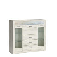 VITRÍNA ZERI 137/122/42 cm Bílý dub - dub bianco, kompozitní dřevo (137/122/42cm) - MASSENO