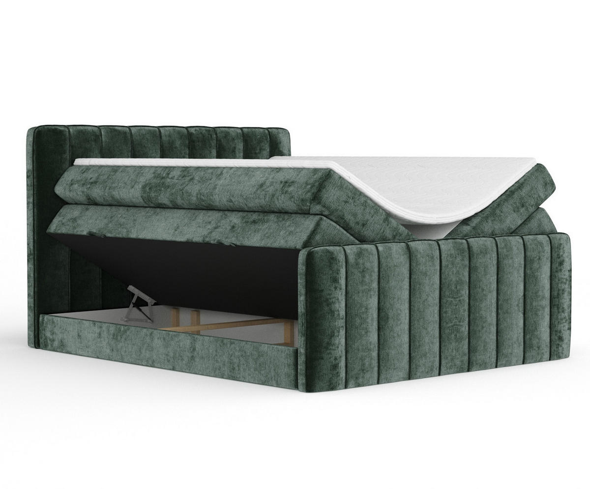BOXSPRINGBETT Novara Grün 140/200 cm - Schwarz/Grün, Holz/Holzwerkstoff (140/200cm) - Maison de Reve