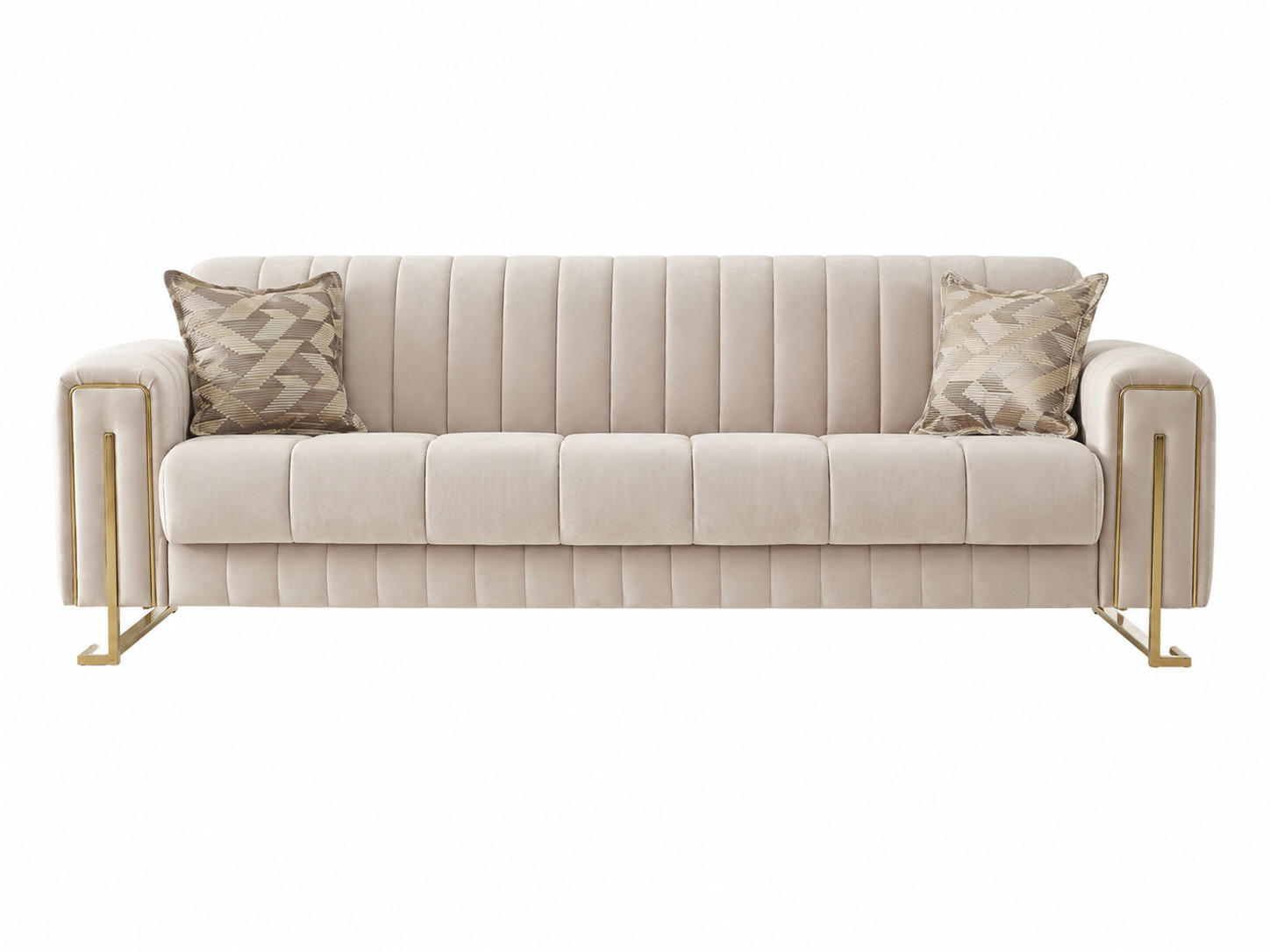 3-SITZER SOFA Kochi Beige - Beige, Leder/Holzwerkstoff (243/85/100cm) - Villa Möbel